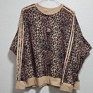 Adidas Leopard Print Sweatshirt - Tan and Black